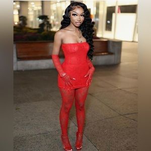 Women Sexy 2 Piece Lace Pants Sets Floral Cutout Sheer brand new, never worn